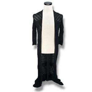 Johnny Was Long Open Front Crochet Kimono Duster Cardigan Sweater Women’s XS